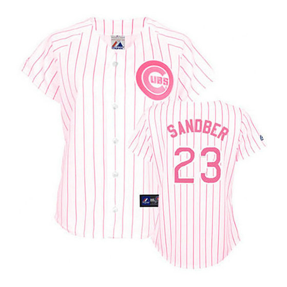 Chicago Cubs #23 Ryne Sandberg White(Pink Strip) WoFashion Jersey Chicago Cubs #23 Ryne Sandberg White(Pink Strip) WoFashion Jersey