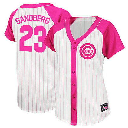 Chicago Cubs #23 Ryne Sandberg White/Pink Wo Splash Fashion Jersey Chicago Cubs #23 Ryne Sandberg White/Pink Wo Splash Fashion Jersey