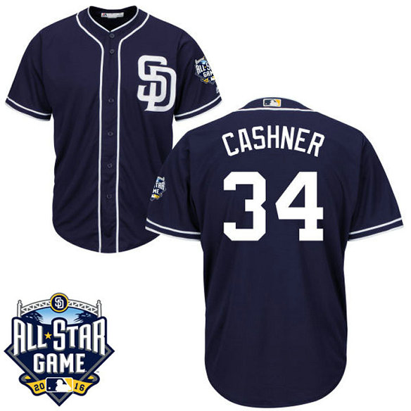 San Diego Padres Andrew Cashner #34 Navy 2016 All-Star Patch Authentic Cool Base Jersey San Diego Padres Andrew Cashner #34 Navy 2016 All-Star Patch Authentic Cool Base Jersey