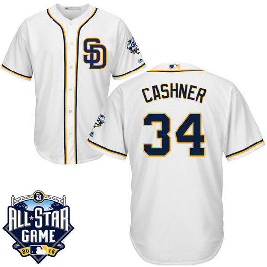 San Diego Padres Andrew Cashner #34 White 2016 All-Star Patch Authentic Cool Base Jersey San Diego Padres Andrew Cashner #34 White 2016 All-Star Patch Authentic Cool Base Jersey