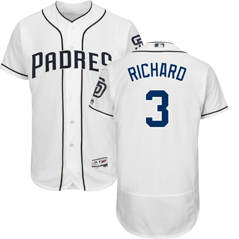 San Diego Padres Clayton Richard #3 White Authentic Collection Home Flex Base Player Jersey