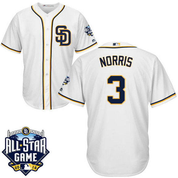 San Diego Padres Derek Norris #3 White 2016 All-Star Patch Authentic Cool Base Jersey San Diego Padres Derek Norris #3 White 2016 All-Star Patch Authentic Cool Base Jersey