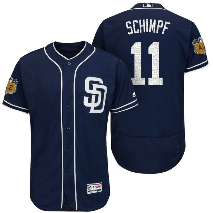 San Diego Padres Ryan Schimpf #11 Navy 2017 Spring Training Cactus League Patch Authentic Collection Flex Base Jersey San Diego Padres Ryan Schimpf #11 Navy 2017 Spring Training Cactus League Patch Authentic Collection Flex Base Jersey