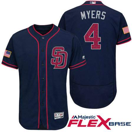 San Diego Padres #4 Wil Myers Navy Stars & Stripes 2016 Independence Day Flex Base Jersey