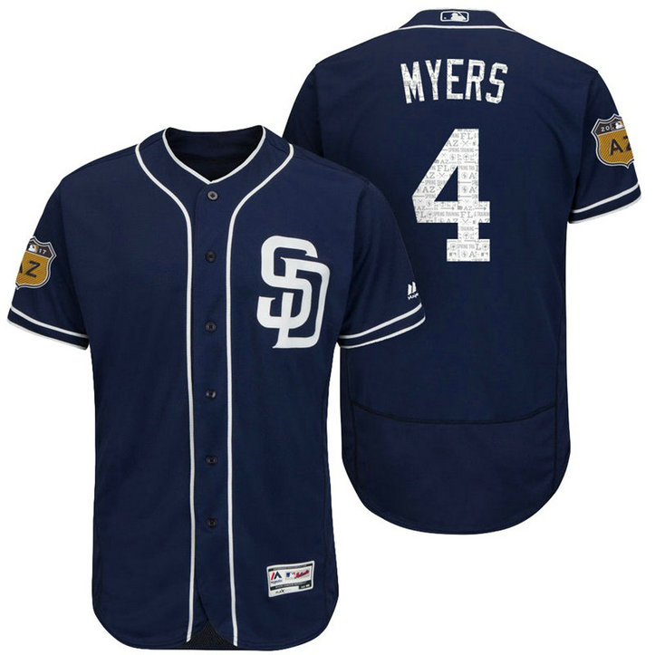 San Diego Padres Wil Myers #4 Navy 2017 Spring Training Cactus League Patch Authentic Collection Flex Base Jersey