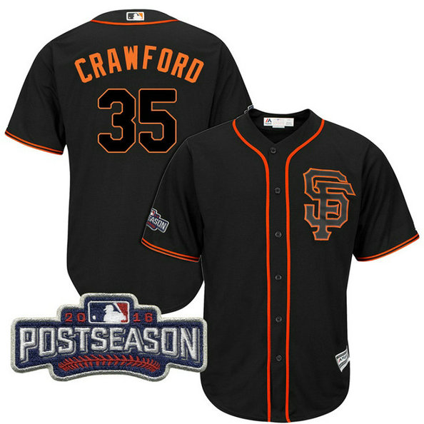 San Francisco Giants Brandon Crawford #35 Black 2016 Postseason Patch Cool Base Jersey San Francisco Giants Brandon Crawford #35 Black 2016 Postseason Patch Cool Base Jersey