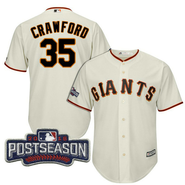 San Francisco Giants Brandon Crawford #35 Cream 2016 Postseason Patch Cool Base Jersey San Francisco Giants Brandon Crawford #35 Cream 2016 Postseason Patch Cool Base Jersey
