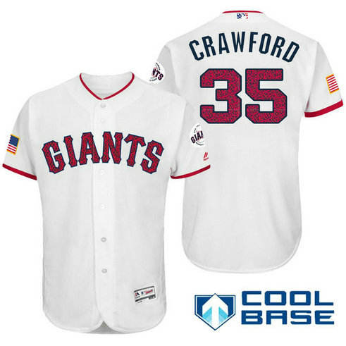 San Francisco Giants #35 Brandon Crawford White Stars & Stripes 2016 Independence Day Cool Base Jersey San Francisco Giants #35 Brandon Crawford White Stars & Stripes 2016 Independence Day Cool Base Jersey
