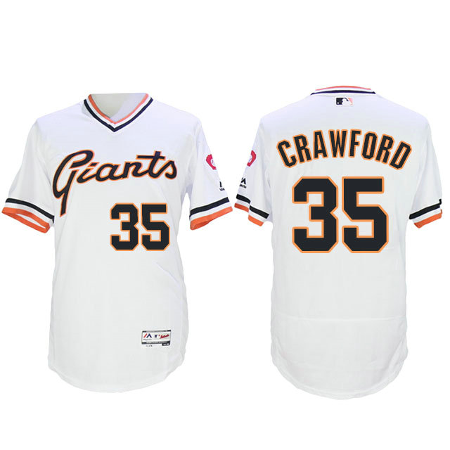 San Francisco Giants Brandon Crawford #35 White Throwback Flex Base Jersey San Francisco Giants Brandon Crawford #35 White Throwback Flex Base Jersey