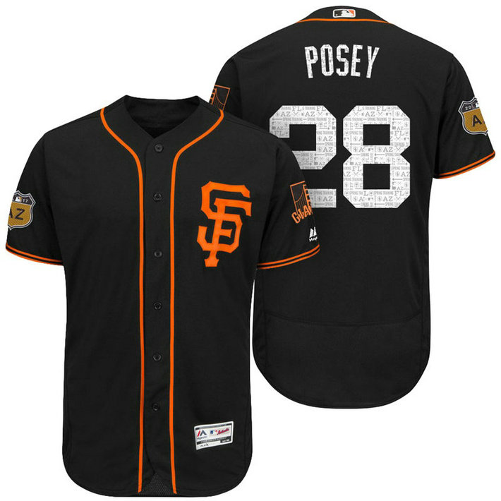San Francisco Giants Buster Posey #28 Black 2017 Spring Training Cactus League Patch Authentic Collection Flex Base Jersey San Francisco Giants Buster Posey #28 Black 2017 Spring Training Cactus League Patch Authentic Collection Flex Base Jersey