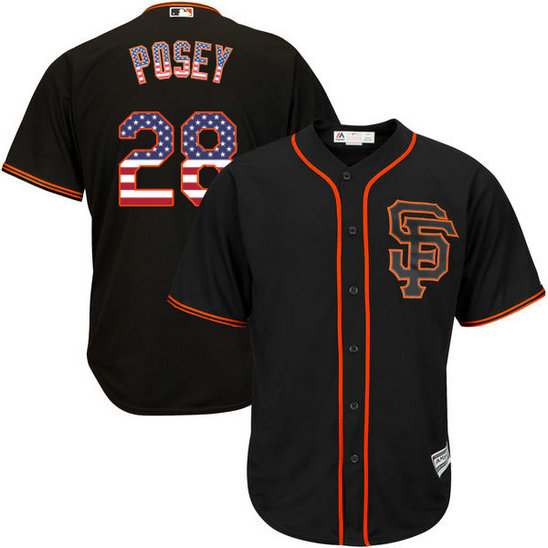 San Francisco Giants #28 Buster Posey Black Stars and Stripes Cool Base Jersey San Francisco Giants #28 Buster Posey Black Stars and Stripes Cool Base Jersey