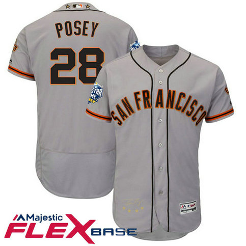 San Francisco Giants Buster Posey #28 Grey 2016 All-Star Game Signature Flex Base Jersey San Francisco Giants Buster Posey #28 Grey 2016 All-Star Game Signature Flex Base Jersey