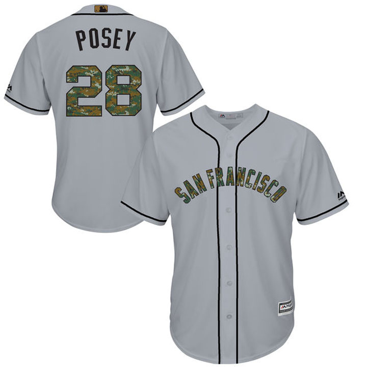 San Francisco Giants Buster Posey #28 Grey Camo Fashion 2016 Memorial Day Cool Base Jersey San Francisco Giants Buster Posey #28 Grey Camo Fashion 2016 Memorial Day Cool Base Jersey