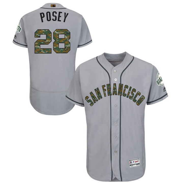 San Francisco Giants Buster Posey #28 Grey Camo Fashion 2016 Memorial Day Flex Base Jersey San Francisco Giants Buster Posey #28 Grey Camo Fashion 2016 Memorial Day Flex Base Jersey