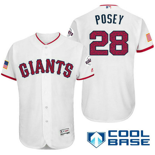 San Francisco Giants #28 Buster Posey White Stars & Stripes 2016 Independence Day Cool Base Jersey San Francisco Giants #28 Buster Posey White Stars & Stripes 2016 Independence Day Cool Base Jersey
