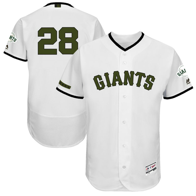 Buster Posey #28 San Francisco Giants 2017 Memorial Day White Flex Base Jersey