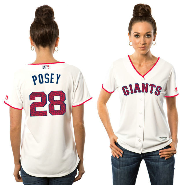 Women - San Francisco Giants Buster Posey #28 White 2016 Independence Day Stars & Stripes Cool Base Jersey Women - San Francisco Giants Buster Posey #28 White 2016 Independence Day Stars & Stripes Cool Base Jersey