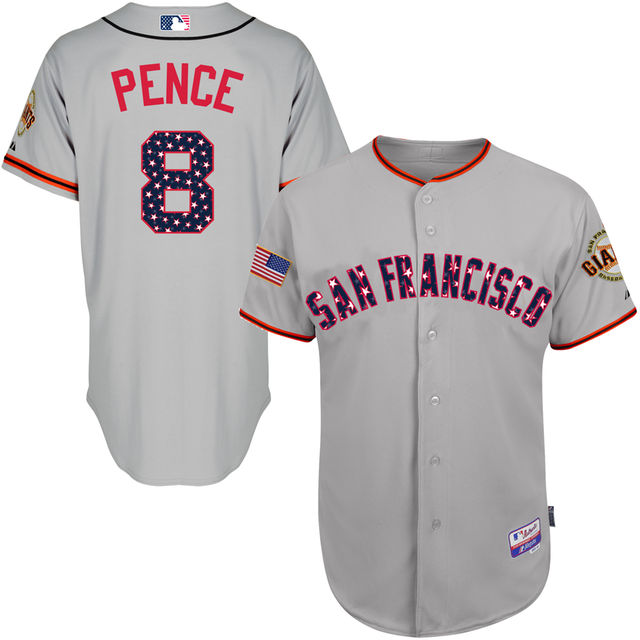 San Francisco Giants Hunter Pence #27 Grey 2016 Independence Day Stars & Stripes Authentic Cool Base Jersey