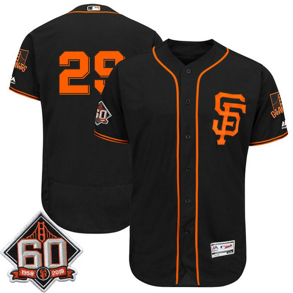 San Francisco Giants Jeff Samardzija #29 Black 60th Season Patch Alternate On-Field Flex Base Player Jersey San Francisco Giants Jeff Samardzija #29 Black 60th Season Patch Alternate On-Field Flex Base Player Jersey