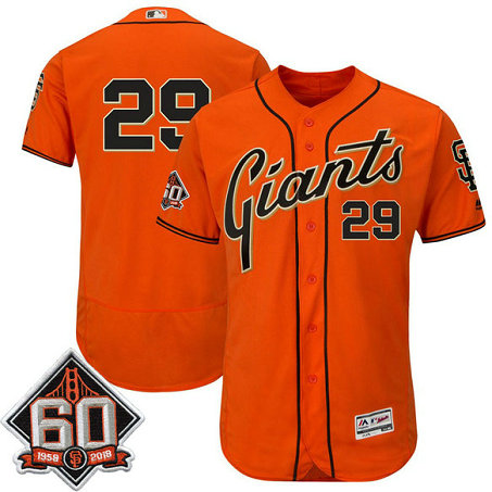 San Francisco Giants Jeff Samardzija #29 Orange 60th Season Patch Alternate On-Field Flex Base Player Jersey San Francisco Giants Jeff Samardzija #29 Orange 60th Season Patch Alternate On-Field Flex Base Player Jersey