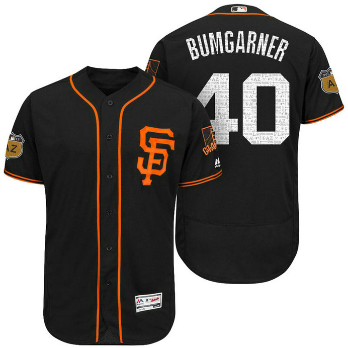 San Francisco Giants Madison Bumgarner #40 Black 2017 Spring Training Cactus League Patch Authentic Collection Flex Base Jersey San Francisco Giants Madison Bumgarner #40 Black 2017 Spring Training Cactus League Patch Authentic Collection Flex Base Jersey