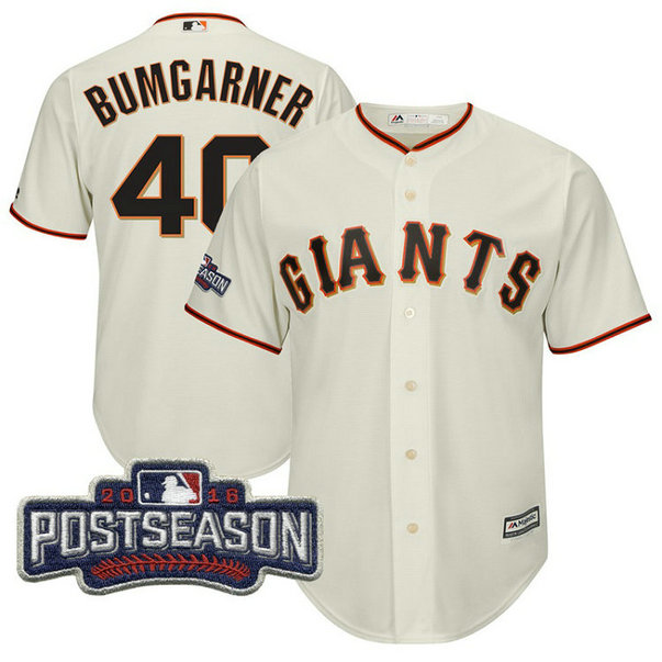 San Francisco Giants Madison Bumgarner #40 Cream 2016 Postseason Patch Cool Base Jersey San Francisco Giants Madison Bumgarner #40 Cream 2016 Postseason Patch Cool Base Jersey