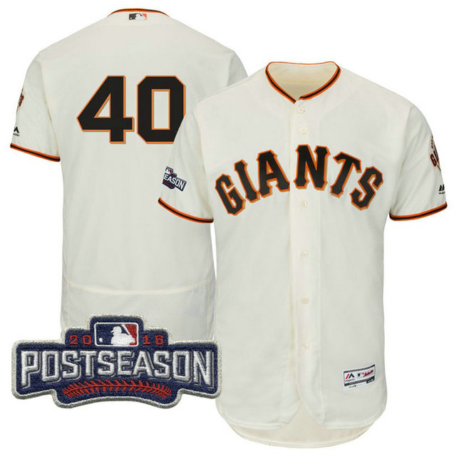 San Francisco Giants Madison Bumgarner #40 Cream 2016 Postseason Patch Flex Base Jersey San Francisco Giants Madison Bumgarner #40 Cream 2016 Postseason Patch Flex Base Jersey