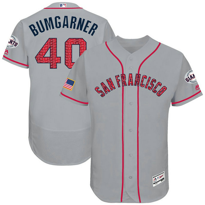 Madison Bumgarner #40 San Francisco Giants 2017 Stars & Stripes Independence Day Grey Flex Base Jersey Madison Bumgarner #40 San Francisco Giants 2017 Stars & Stripes Independence Day Grey Flex Base Jersey