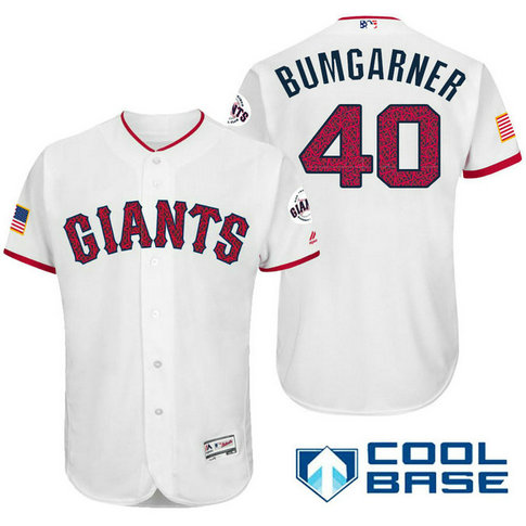 San Francisco Giants #40 Madison Bumgarner White Stars & Stripes 2016 Independence Day Cool Base Jersey San Francisco Giants #40 Madison Bumgarner White Stars & Stripes 2016 Independence Day Cool Base Jersey
