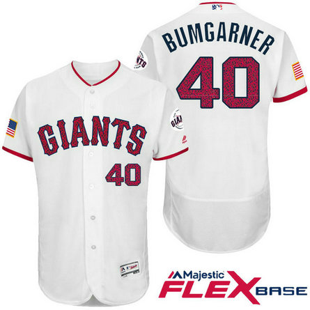 San Francisco Giants #40 Madison Bumgarner White Stars & Stripes 2016 Independence Day Flex Base Jersey San Francisco Giants #40 Madison Bumgarner White Stars & Stripes 2016 Independence Day Flex Base Jersey