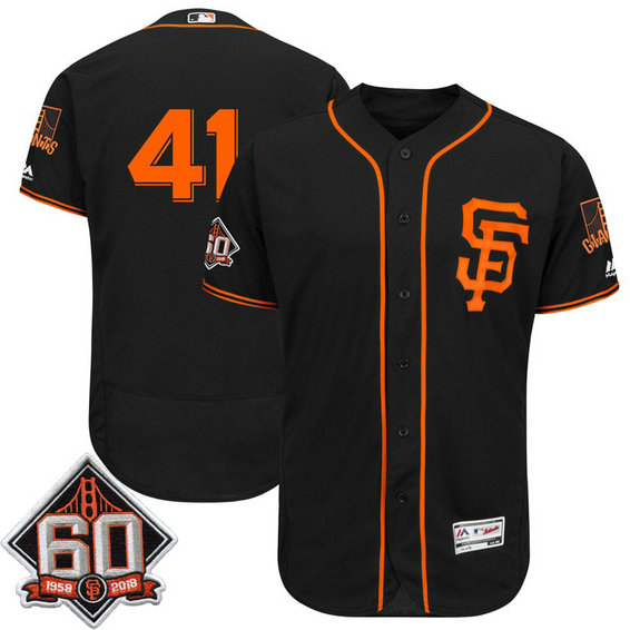 San Francisco Giants Mark Melancon #41 Black 60th Season Patch Alternate On-Field Flex Base Player Jersey San Francisco Giants Mark Melancon #41 Black 60th Season Patch Alternate On-Field Flex Base Player Jersey