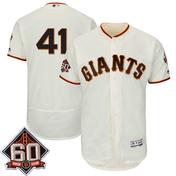 San Francisco Giants Mark Melancon #41 Ivory 60th Season Patch Home On-Field Flex Base Player Jersey San Francisco Giants Mark Melancon #41 Ivory 60th Season Patch Home On-Field Flex Base Player Jersey