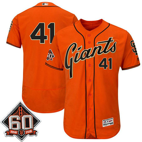 San Francisco Giants Mark Melancon #41 Orange 60th Season Patch Alternate On-Field Flex Base Player Jersey San Francisco Giants Mark Melancon #41 Orange 60th Season Patch Alternate On-Field Flex Base Player Jersey