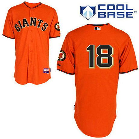 San Francisco Giants #18 Matt Cain Cool Base Orange Jersey San Francisco Giants #18 Matt Cain Cool Base Orange Jersey