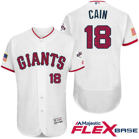 San Francisco Giants #18 Matt Cain White Stars & Stripes 2016 Independence Day Flex Base Jersey San Francisco Giants #18 Matt Cain White Stars & Stripes 2016 Independence Day Flex Base Jersey