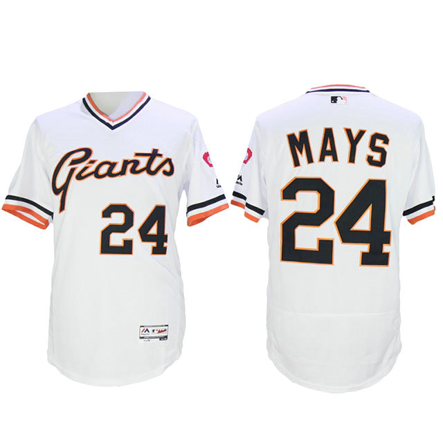 San Francisco Giants Willie Mays #24 White Throwback Flex Base Jersey