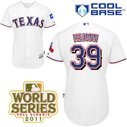 Texas Rangers #39 Scott Feldman White Home Cool Base 2011 World Series Patch Jersey Texas Rangers #39 Scott Feldman White Home Cool Base 2011 World Series Patch Jersey