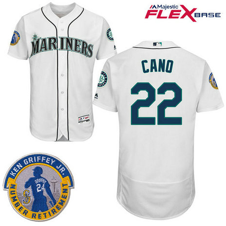 Seattle Mariners #22 Robinson Cano White Commemorative Retirement Path Flex Base Jersey Seattle Mariners #22 Robinson Cano White Commemorative Retirement Path Flex Base Jersey