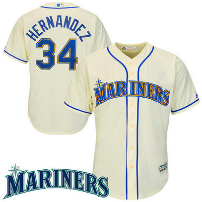 Seattle Mariners #34 Felix Hernandez Cream Cool Base Jersey Seattle Mariners #34 Felix Hernandez Cream Cool Base Jersey