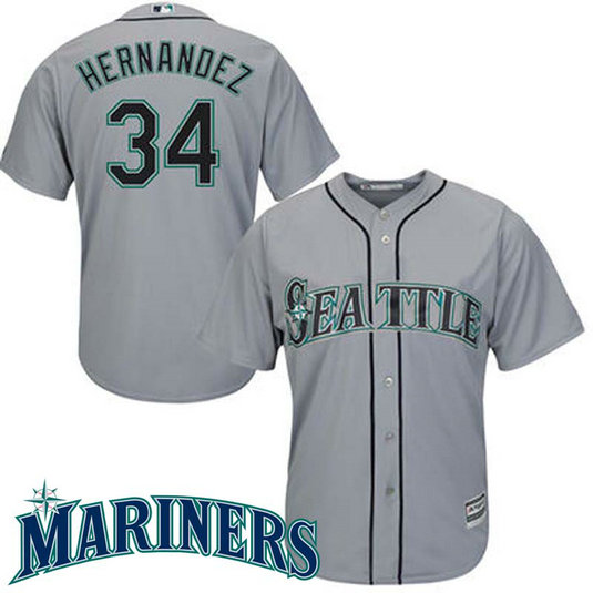 Seattle Mariners #34 Felix Hernandez Grey Cool Base Jersey Seattle Mariners #34 Felix Hernandez Grey Cool Base Jersey