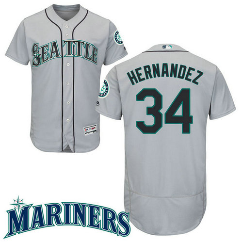 Seattle Mariners #34 Felix Hernandez Grey Flex Base Jersey Seattle Mariners #34 Felix Hernandez Grey Flex Base Jersey