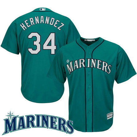 Seattle Mariners #34 Felix Hernandez Green Cool Base Jersey Seattle Mariners #34 Felix Hernandez Green Cool Base Jersey