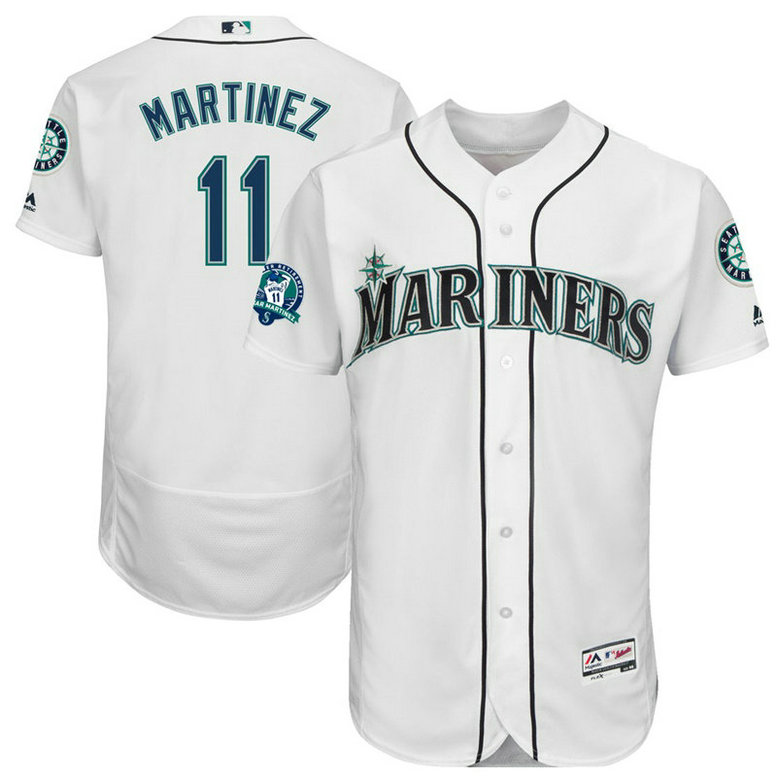 Seattle Mariners Edgar Martinez #11 White Number Retirement Flex Base Jersey Seattle Mariners Edgar Martinez #11 White Number Retirement Flex Base Jersey