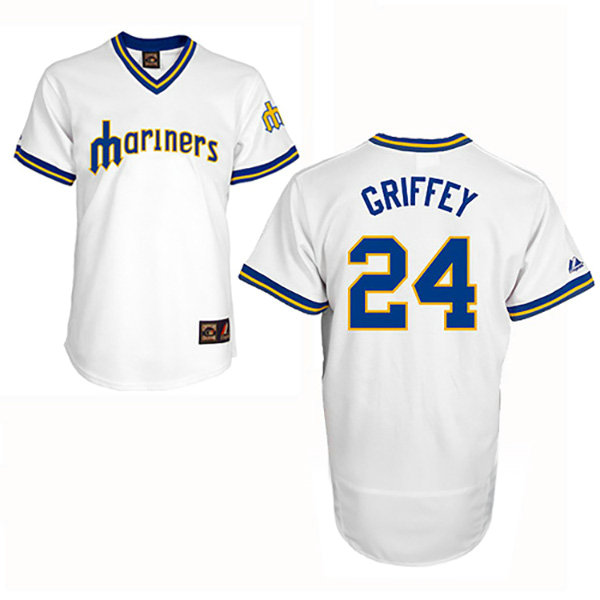 Seattle Mariners #22 Ken Griffey White Throwback Flexbase Authentic Collection Jersey Seattle Mariners #22 Ken Griffey White Throwback Flexbase Authentic Collection Jersey
