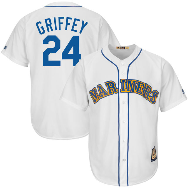 Seattle Mariners Ken Griffey #24 White Cooperstown Cool Base Jersey Seattle Mariners Ken Griffey #24 White Cooperstown Cool Base Jersey