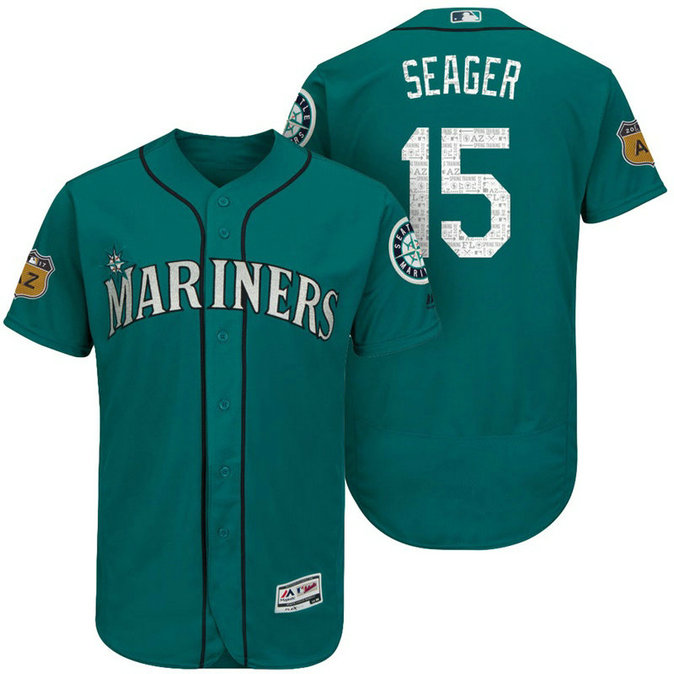 Seattle Mariners Kyle Seager #15 Aqua 2017 Spring Training Cactus League Patch Authentic Collection Flex Base Jersey Seattle Mariners Kyle Seager #15 Aqua 2017 Spring Training Cactus League Patch Authentic Collection Flex Base Jersey