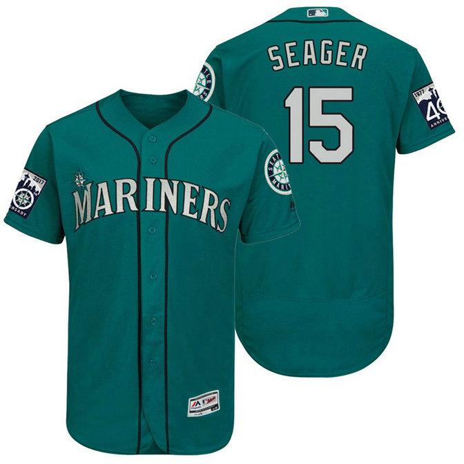 Seattle Mariners Kyle Seager #15 Aqua On-Field 40th Anniversary Patch Flex Base Jersey Seattle Mariners Kyle Seager #15 Aqua On-Field 40th Anniversary Patch Flex Base Jersey