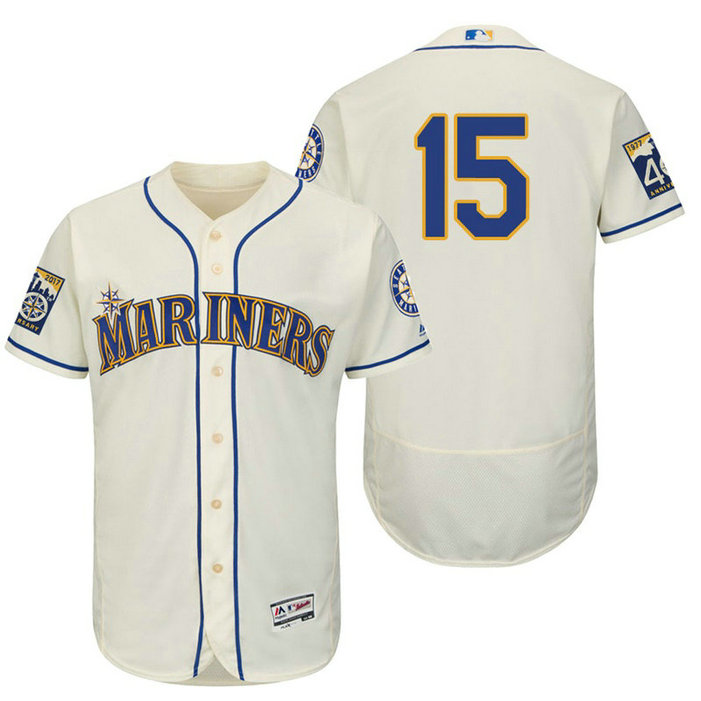 Seattle Mariners Kyle Seager #15 Cream On-Field 40th Anniversary Patch Flex Base Jersey Seattle Mariners Kyle Seager #15 Cream On-Field 40th Anniversary Patch Flex Base Jersey