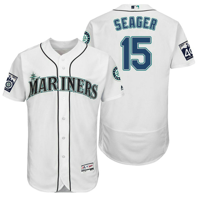 Seattle Mariners Kyle Seager #15 White On-Field 40th Anniversary Patch Flex Base Jersey Seattle Mariners Kyle Seager #15 White On-Field 40th Anniversary Patch Flex Base Jersey