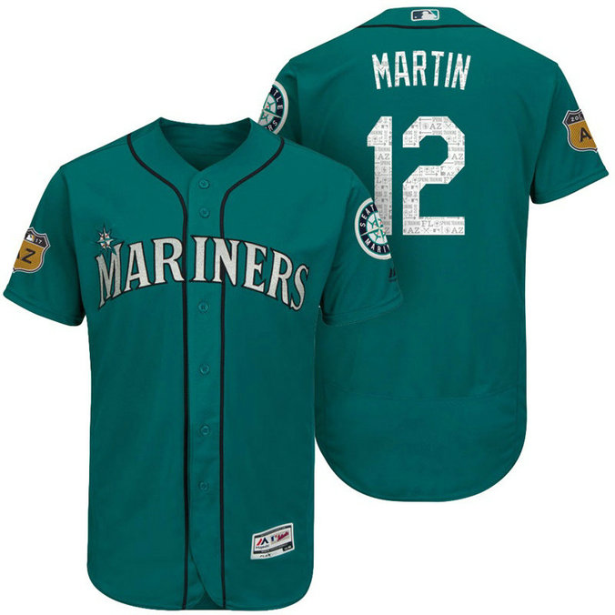 Seattle Mariners Leonys Martin #12 Aqua 2017 Spring Training Cactus League Patch Authentic Collection Flex Base Jersey